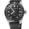 Oris Oris Divers Sixty‑Five 12h Calibre 400 01 400 7772 4054-07 5 20 82  01 400 7772 4054-07 5 20 82 механические мужские часы черный циферблат, браслет кожаный — вид спереди
